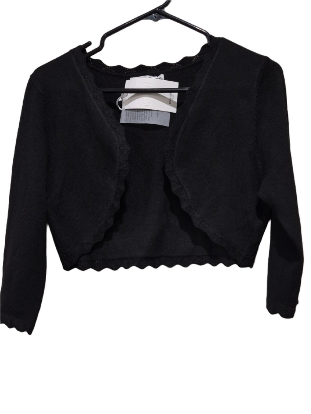 Grace Karin Black Scallop-Edge Cropped Bolero Cardigan